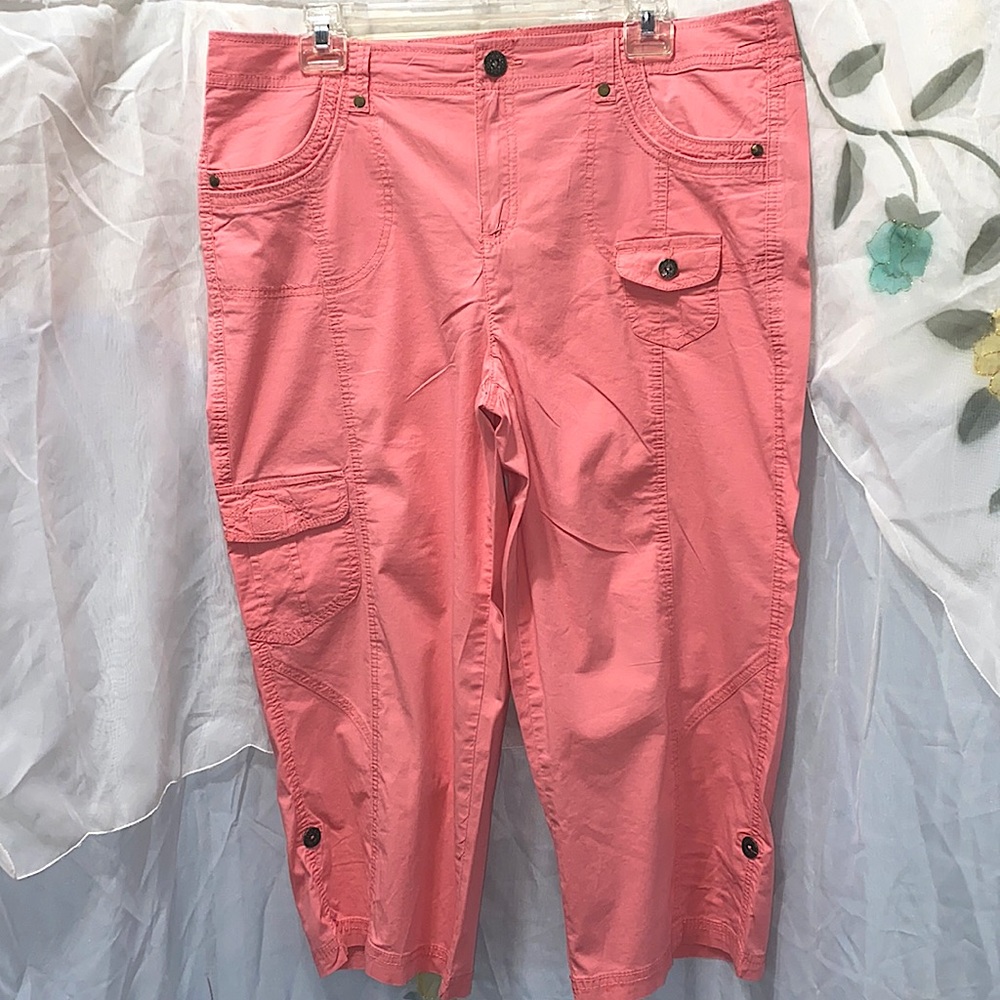 STYLE & CO PINK CARGO/ROLL-UP HEM PANTS SZ 12